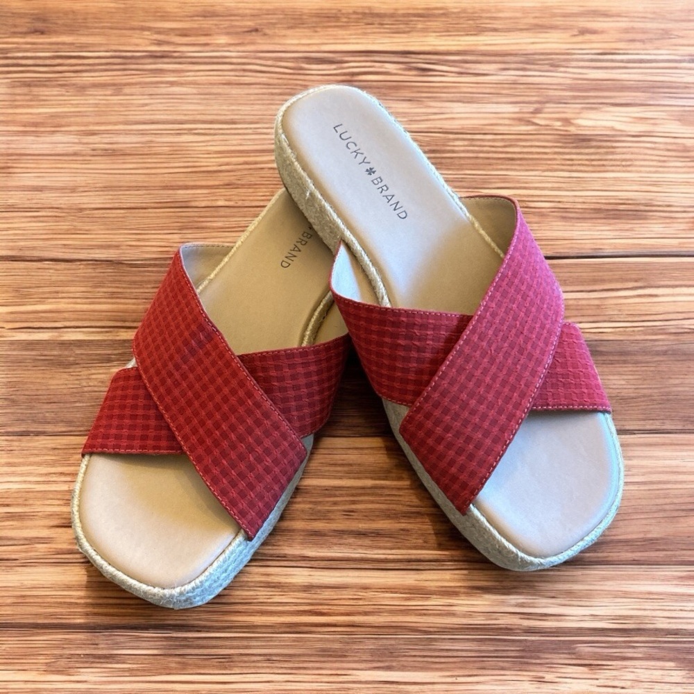 Lucky Brand Red Cross-Strap Sandals